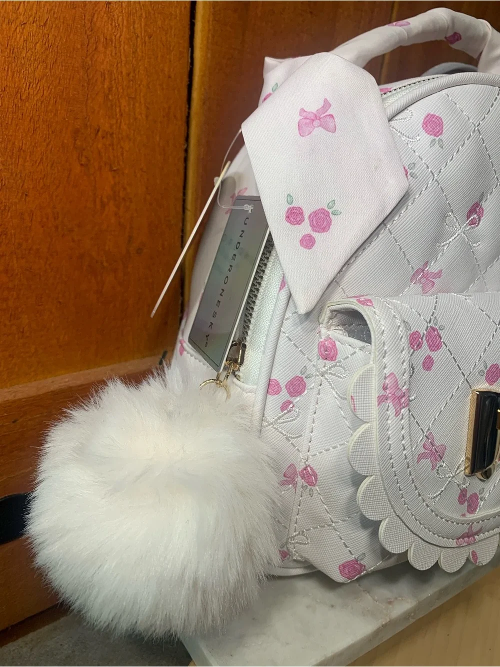 Under One Sky Girls Quilted Mini Convertible Floral Backpack Purse with Bow NWT